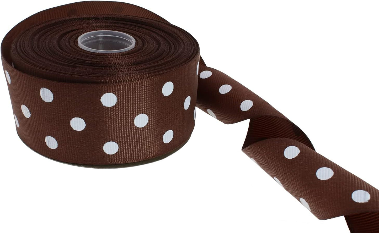 Polka Dot Grosgrain Ribbon 25 Yard Each Roll 100% Polyester (1/1-2", Coffee)