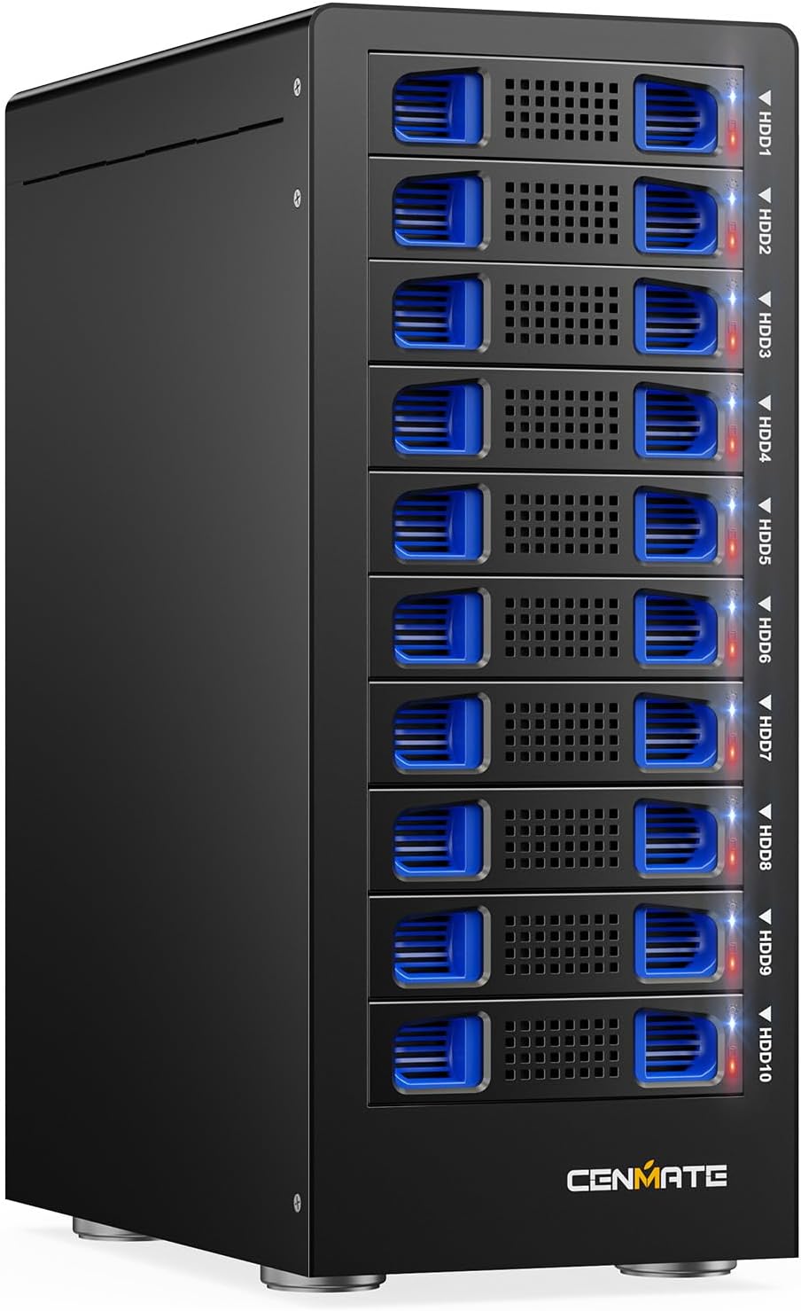 10 Bay Hard Drive RAID Enclosure with Cooling Fan for 2.5/3.5" SATA HDD/SSD with USB A/C 3.0＋eSATA Cable, 3.5 Hard Drive Enclosure Supports 160TB Capacity, 8 RAID Modes, DAS(NO NAS)