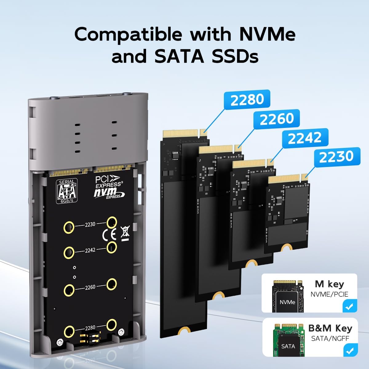 MAIWO Dual-Bay M.2 SSD Enclosure Cloner for NVMe & SATA, USB3.2 GEN2X2 10Gbps M.2 Offline Duplicator Supports SATA to NVMe and NVMe to SATA, Dual M.2 Enclosure for SSDs Sizes 2230/2242/2260/2280