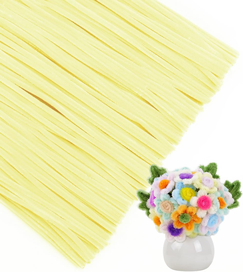 IOOLEEM Pipe Cleaners, 200pcs Light Yellow, Flower Making Arts and Craft Supplies, Ideas for Art Project Activity.