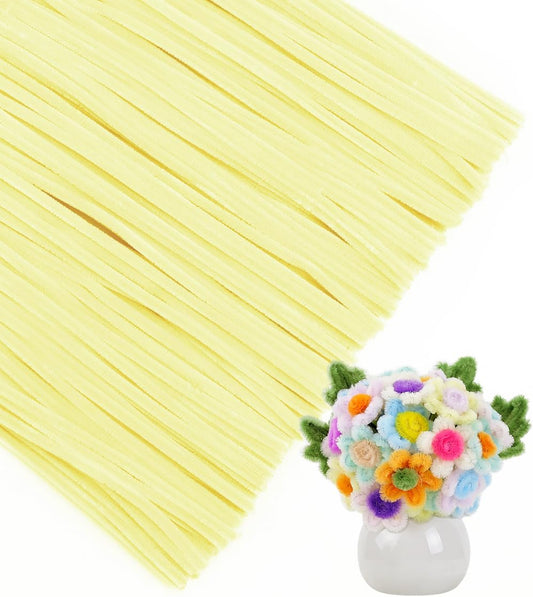 IOOLEEM Pipe Cleaners, 200pcs Light Yellow, Flower Making Arts and Craft Supplies, Ideas for Art Project Activity.