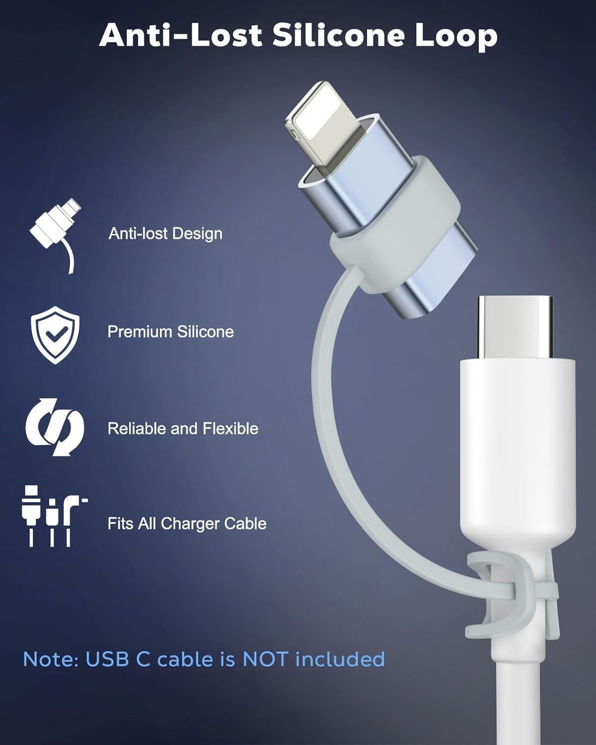 MoKo USB C to Lightning Adapter, Not for Audio/OTG, Lightning Male to USB C Female Adapter for iPhone 14/13/12/11/X Series, iPad/AirPods, Support Charging & Data Sync, with Anti-Lost Loop, Gray