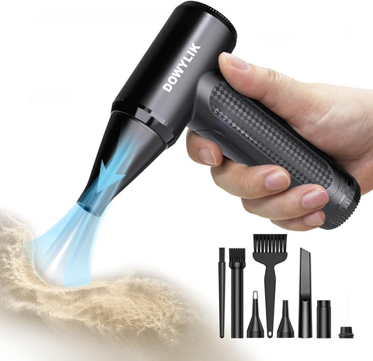 Compressed Air Duster - 150000RPM Brushless Motor, Mini Air Blower for PC Cleaning Kit, Canned Air Duster for Computers, Rechargeable & Portable Compressed Air for Electronics