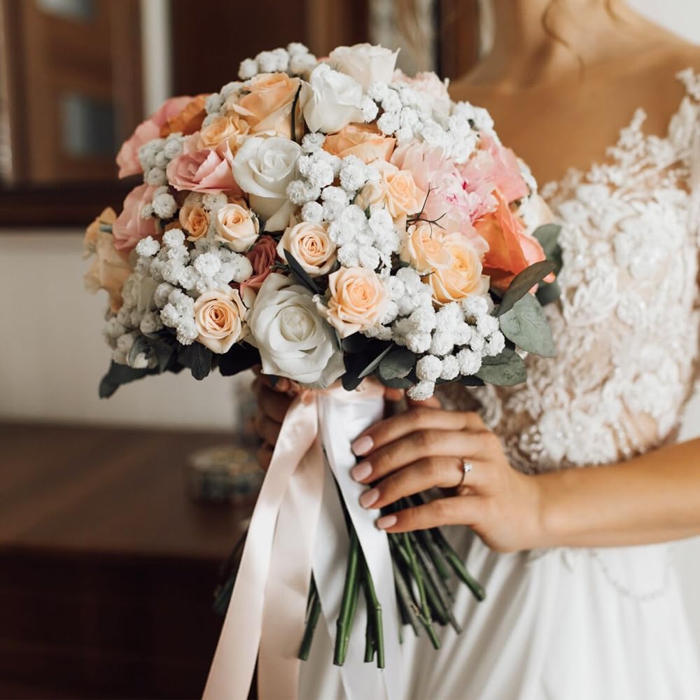 3/8" Width x 50 Yards Satin Fabric Ribbon, Ivory Ribbon Perfect for DIY Bows, Swags, Gift Wrapping, Craft, Flower Bouquet，Christmas and Party Decoration