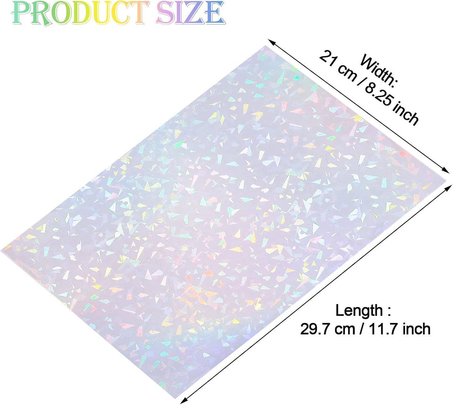 Outus 24 Sheets Holographic Sticker Paper Holographic Laminate Sheets Transparent Overlay Lamination Sticker Self Adhesive Vinyl Film A4 Size, 8.25 x 11.7 Inches(Gem Patterns)