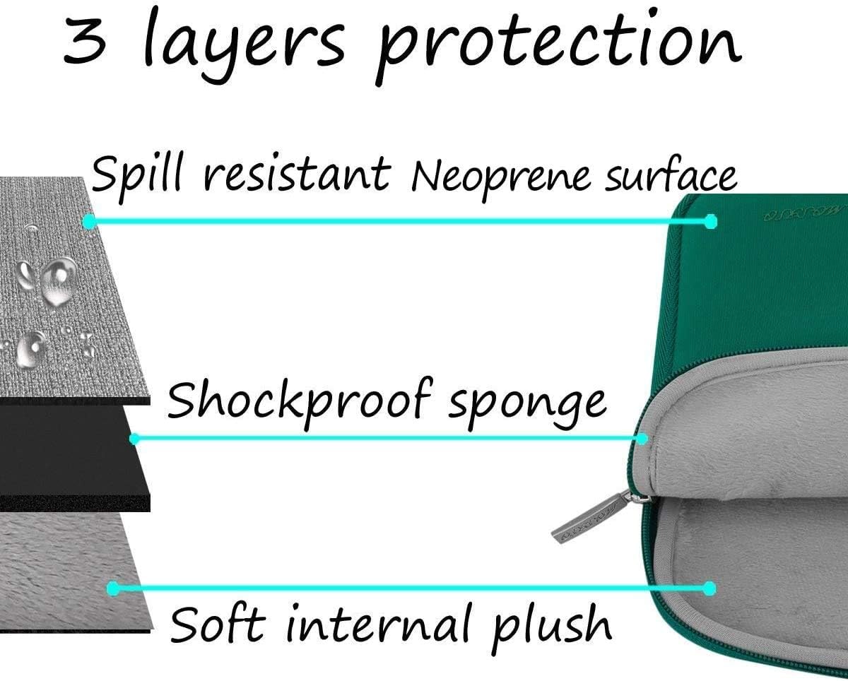 MOSISO Laptop Case 16 inch, 15-15.6 inch Laptop Sleeve Bag Compatible with MacBook Pro 16 inch, HP, Acer, Dell, Lenovo, ASUS Notebook, Neoprene Computer Sleeve Bag with Small Case, Peacock Green