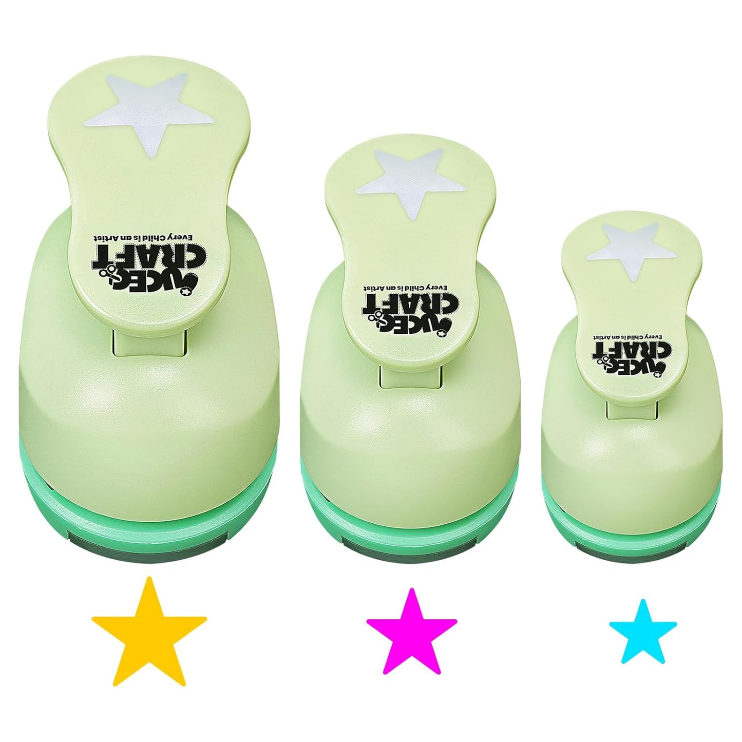 UCEC Star Hole Paper Punch, Star Lever Puncher for Crafts, 1 Inch Craft Punch, 5/8 inch Hole Punch Shape, 3/8 inch Paper Punch for Crafting