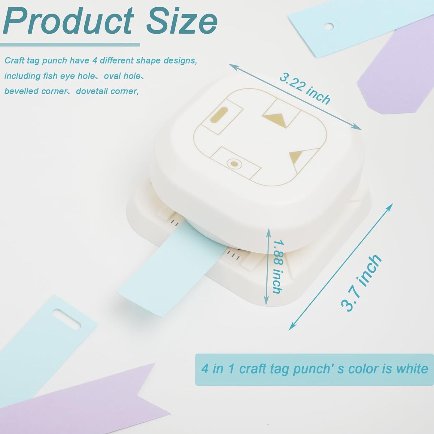 Craft Tag Punch Tag Paper Punches 4 in 1 Hole Puncher for Making Scrapbooking DIY Crafts Paper Punches (4 Shapes)