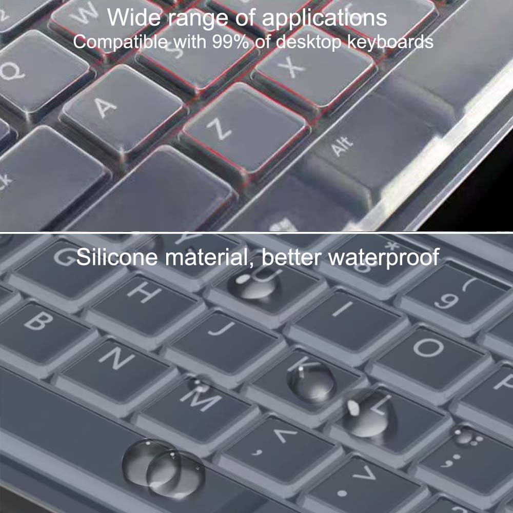 Ultra Thin Desktop PC Silicone Clear Keyboard Cover Skin Protector for 104/107 Keys Standard Desktop Keyboard, Waterproof, Dustproof, Reusable
