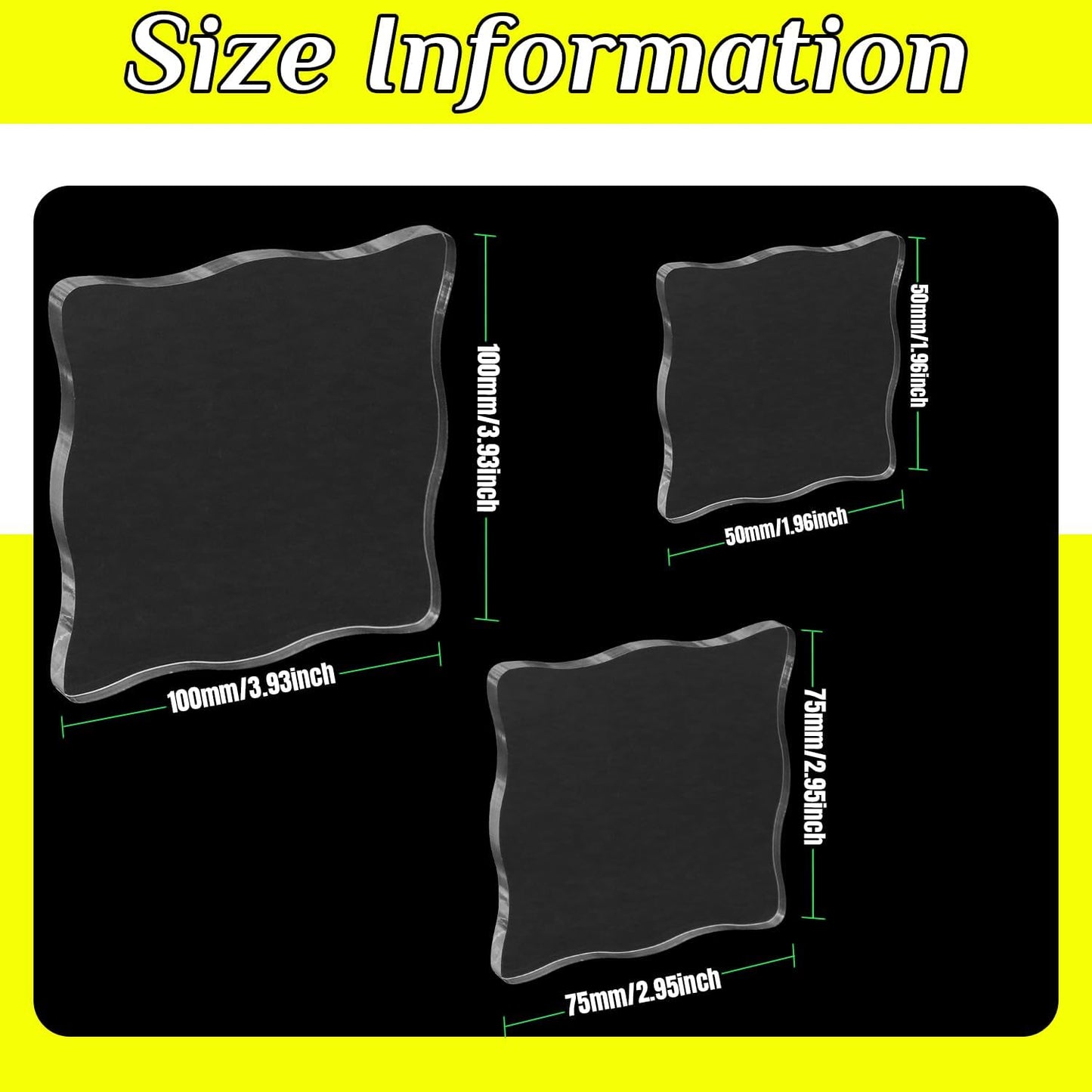 3-Piece Clear Acrylic Stamp Blocks - Wavy Blocks with Grid Lines for Scrapbooking Crafts