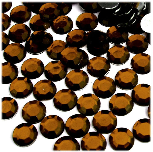 The Crafts Outlet 144pc Rhinestones Round 10mm - Flatback Beer Brown