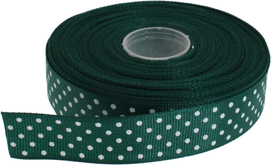 Polka Dot Grosgrain Ribbon 25 Yard Each Roll 100% Polyester (3/4", Dark Green)