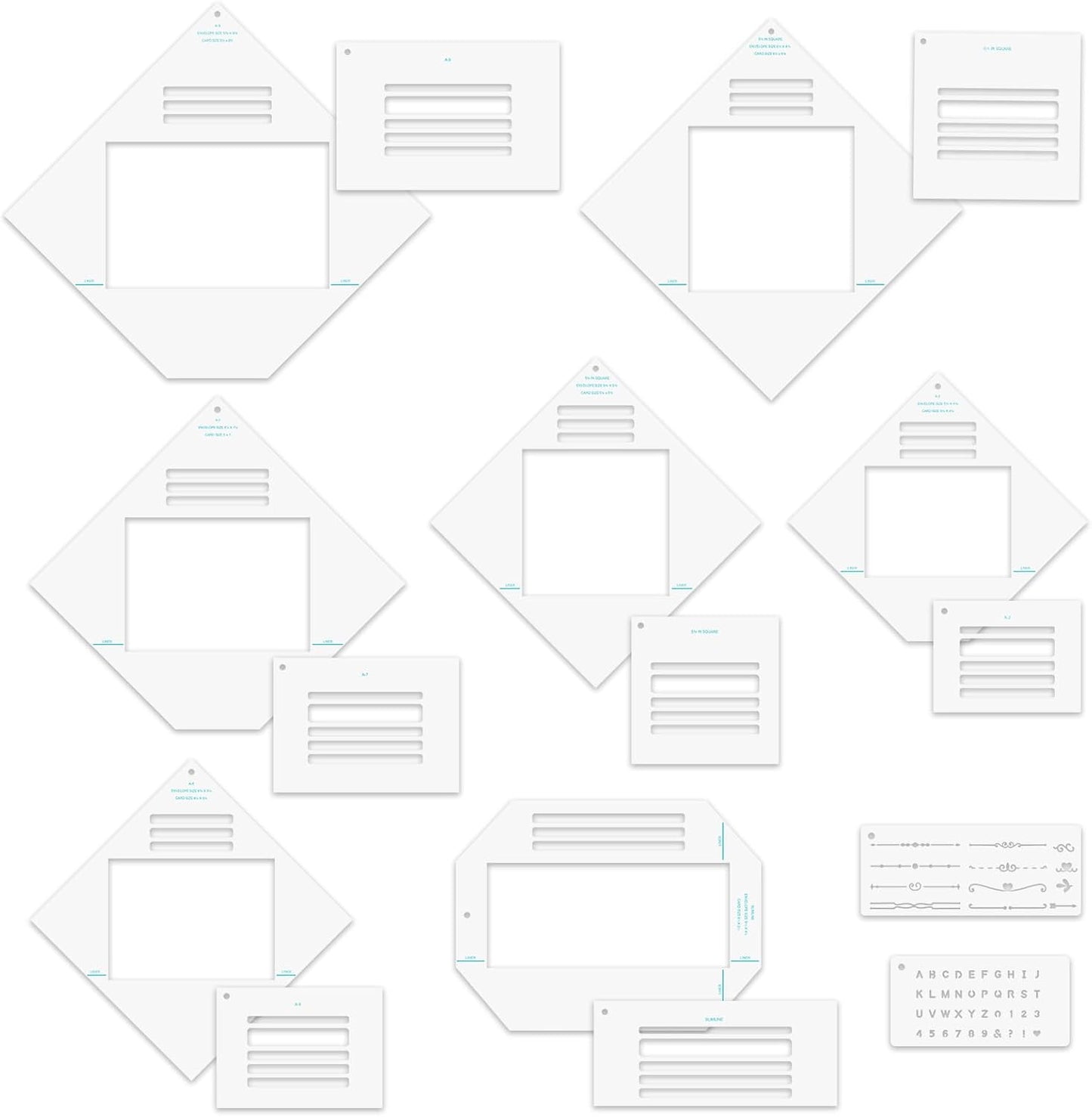 17pcs/Set Envelope Maker Guide Set Envelope Tear Templates All-in-One Envelope Making Tools for Card Making Envelope Makers Crafting Supplies