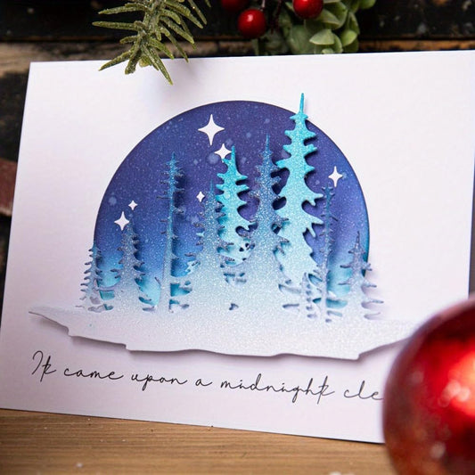 Lapoo Flowers Metal Cutting Die for Scrapbooking - Durable, Cut Stencils for DIY Scrapbook Photo Album Decorative Paper Card, Card Making Supplies (Two Layers of Trees and Stars 6.1 x 4.8 in)