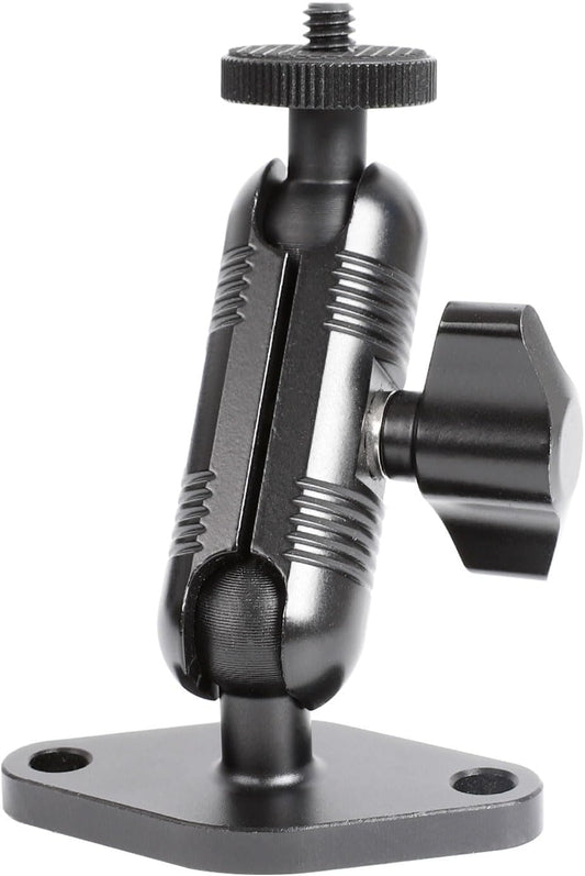 xik Metal 1/4"-20 Mount with Drill Plate Base for Monitors, Action Camera，CCTV Cameras, Camcorders, 360° Rotation Adjustable Camera Mount for Installation on Car Dashboard, Ceiling, and Walls