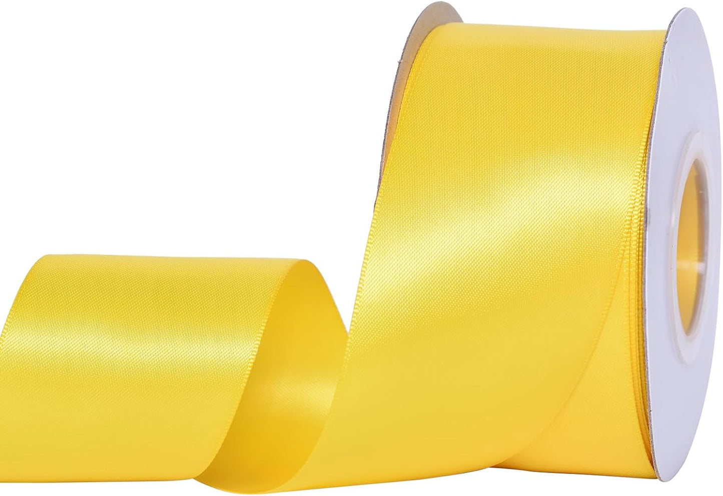 YAMA Yellow Double Faced Satin Ribbon, 2 Inch 25 Yards, Great for Crafts Bows Flower Bouquet Wedding Home Decor Gift Wrapping