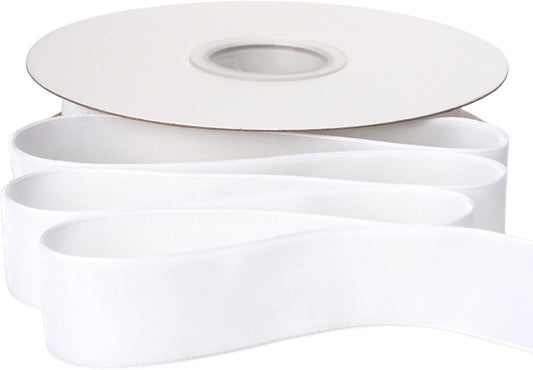 Ribbli Polyester White Velvet Ribbon,1 Inches Continuous10-Yard Spool,Christmas Ribbon for Gift Wrapping,Floral Bouquets, Home Decor