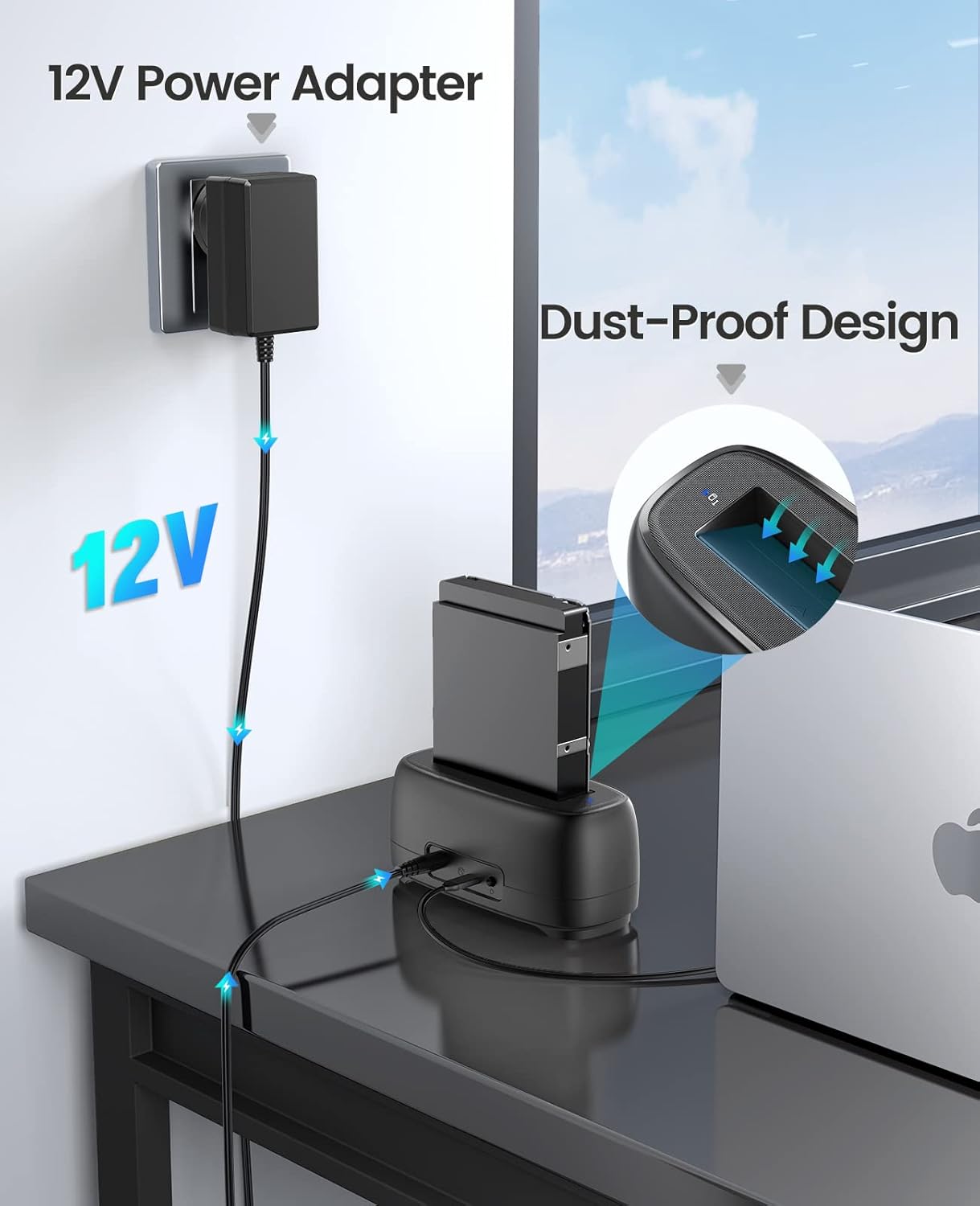 ORICO Hard Drive Docking Station for USB C 2.5”/3.5” SSD HDD SATA I II III External Hard Drive Dock 22TB 2 in-1 Type C to USB A Cable (DD18C3)