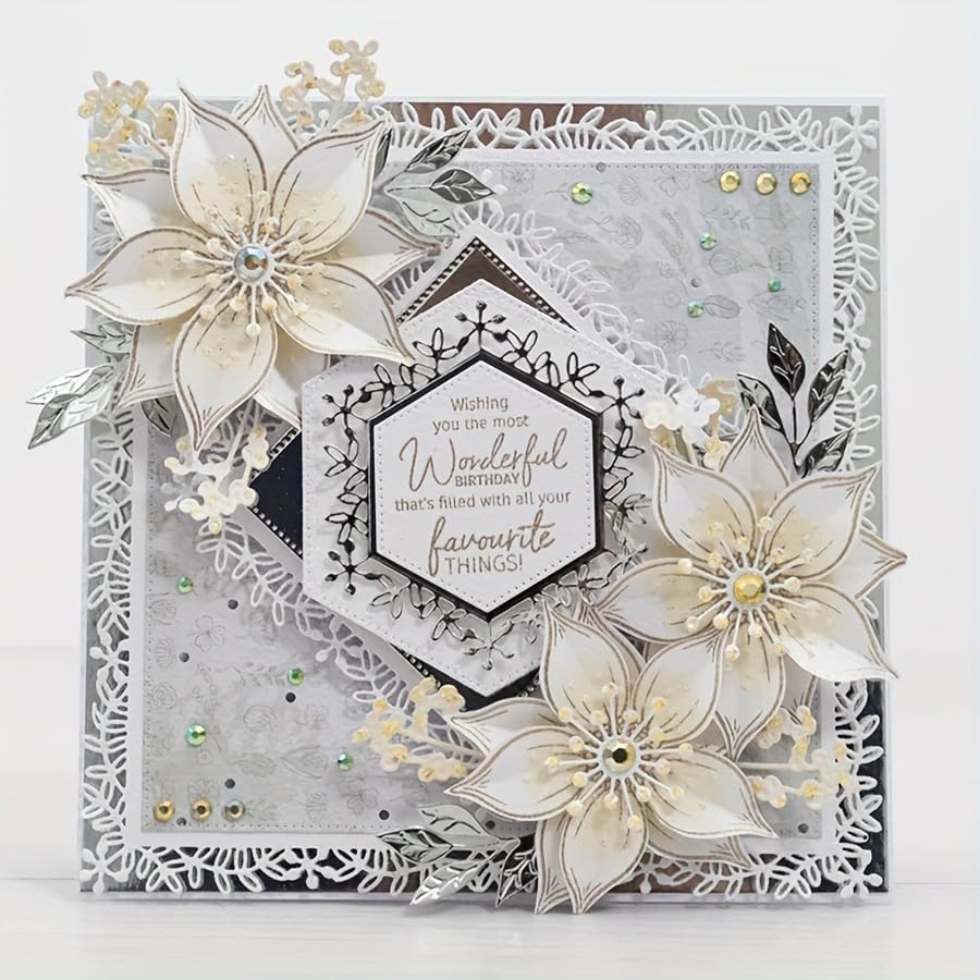 Lapoo Flowers Metal Cutting Die for Scrapbooking - Durable, Cut Stencils for DIY Scrapbook Photo Album Decorative Paper Card, Card Making Supplies (Multiple Large Lace Square Frames 8.1 x 8.1 in)