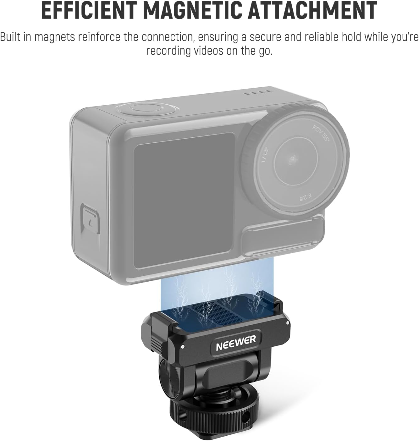 NEEWER Magnetic Mount Adapter Compatible with DJI Osmo Action 5 Pro/4/3, Upgraded Metal Quick Release Action Camera Mount Vlogging Accessories