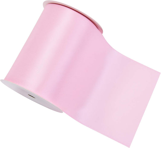 YAMA Double Face Satin Ribbon Roll - 4 inch Wide Solid Color Craft Ribbon, Great for Chair Sash,Making Bow, Sewing and Wedding Bouquet- 5 Yard/Spool, Pink