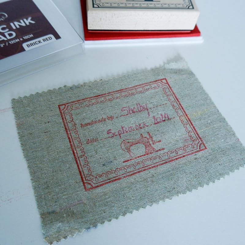 Madam Sew Permanent Fabric Ink Stamp Pad | Crisp, Washable Impressions on Cotton & Linen | Fade-Resistant Fabric Ink Pad for Fabric Crafts, Labels & Gifts | Works with All Rubber Stamps (Red)