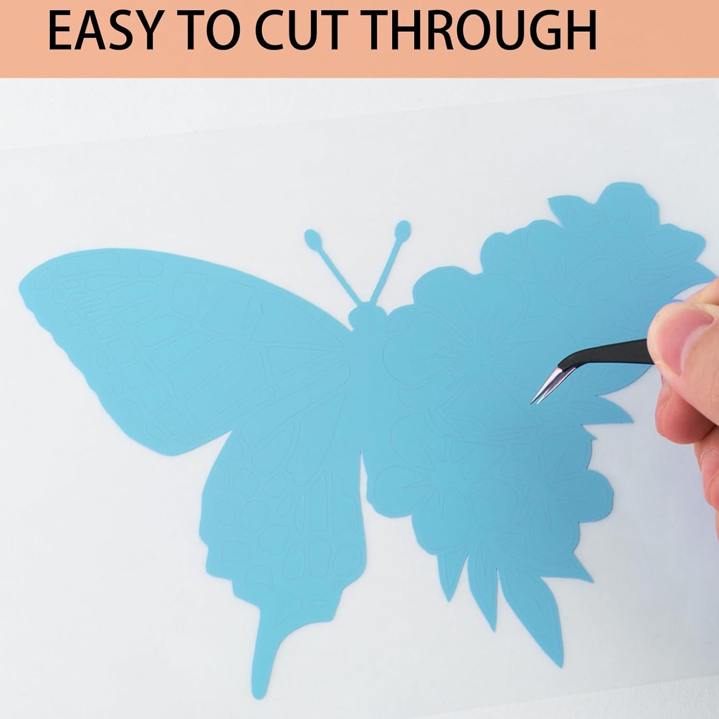 HTVRONT Light Blue Permanent Vinyl, 12" x 40 FT Adhesive Permanent Vinyl Roll for All Cutting Machine, Silhouette, Cameo Cutters, Signs, Scrapbooking, Craft, Die Cutters (Glossy Light Blue)