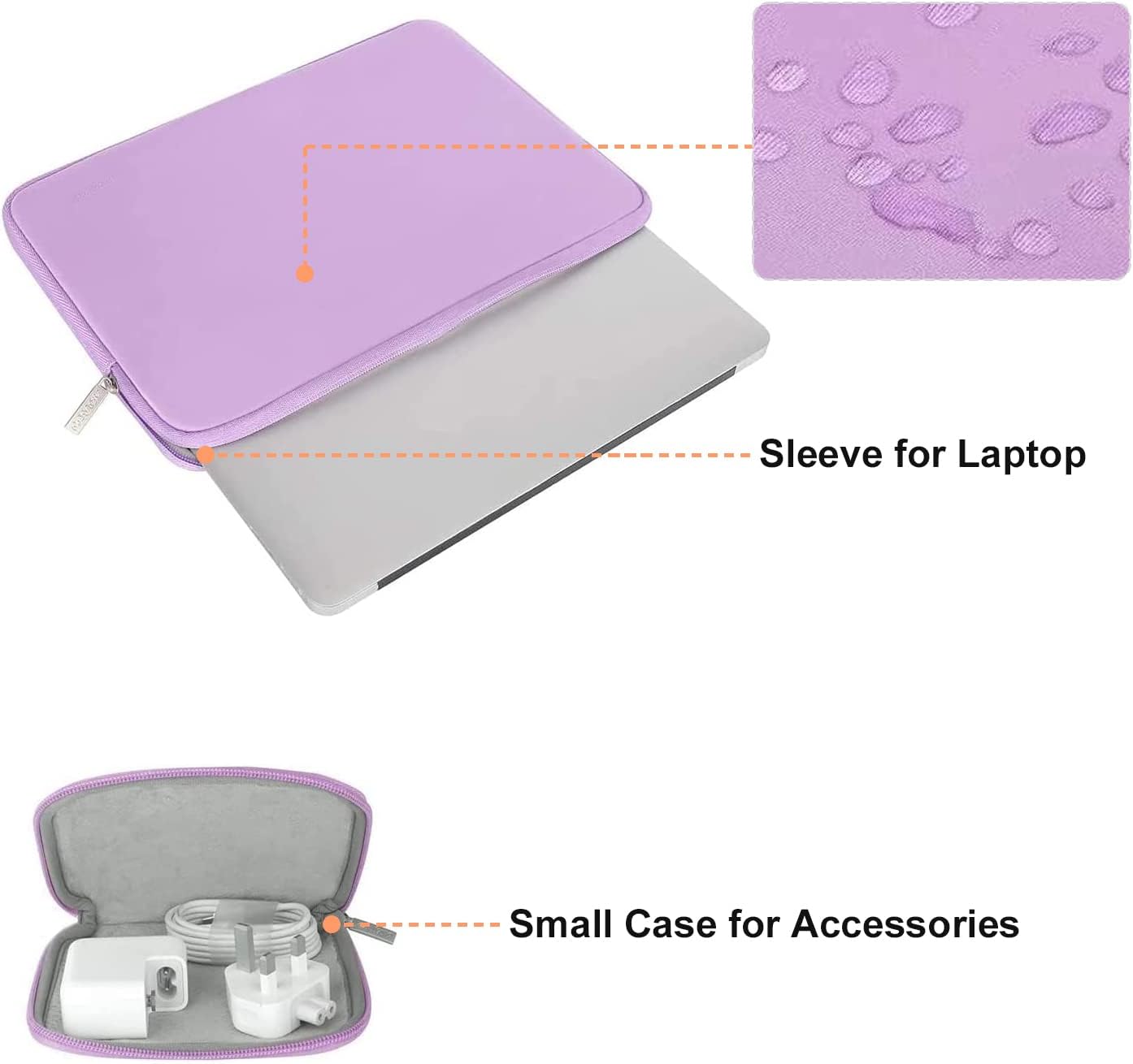 MOSISO Laptop Case 13.3 inch, 13-13.3 inch Laptop Sleeve Bag Compatible with MacBook Air/Pro 13/Pro 14 M5 M4 M3 M2 M1, HP Dell ASUS Lenovo, Neoprene Computer Sleeve Bag with Small Case, Purple