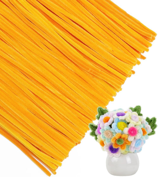 IOOLEEM Pipe Cleaners, 200pcs Golden Yellow for Sunflowers, Flower Making Arts and Craft Supplies, Ideas for Art Project Activity.