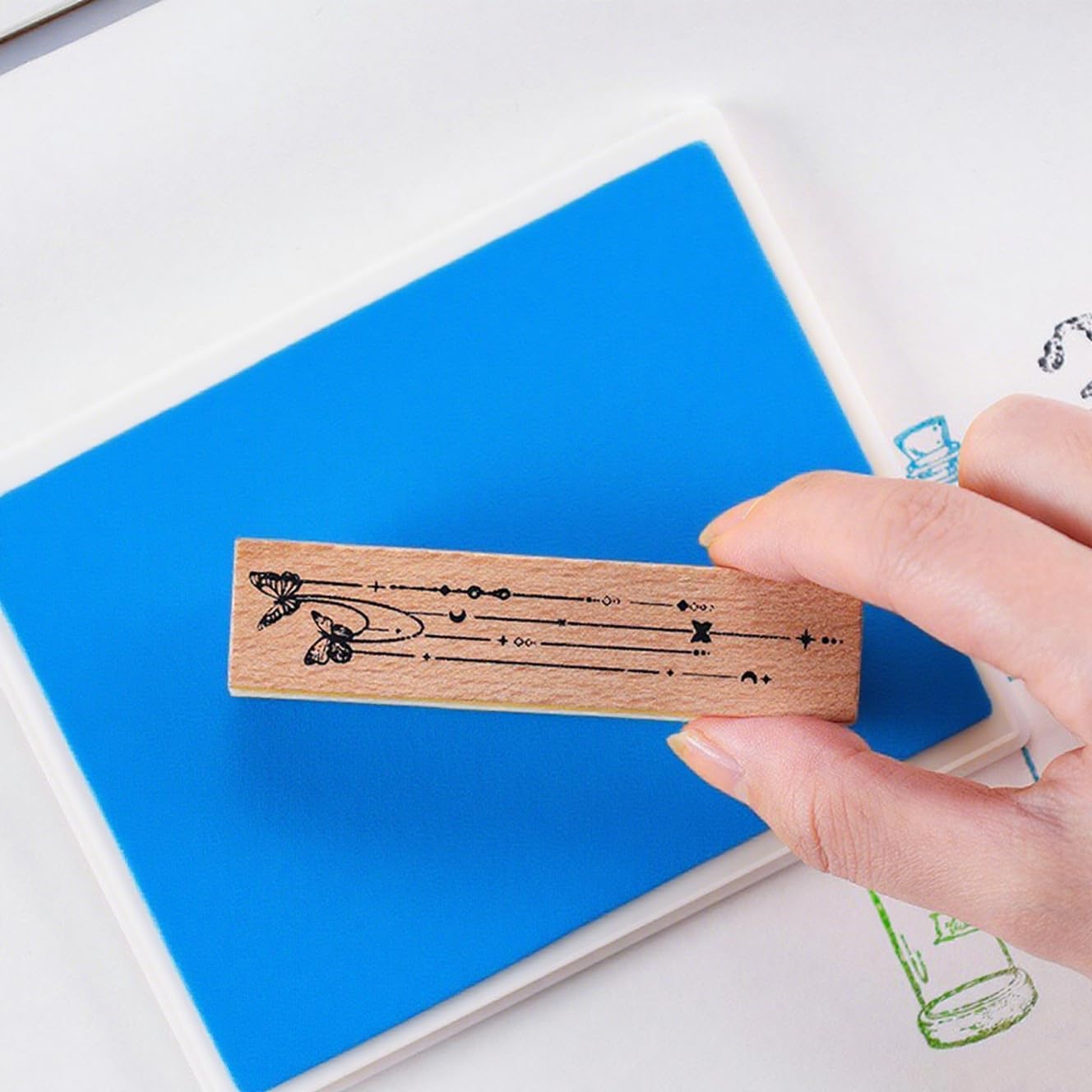 GTLZLZ Large Ink Pad for Rubber Stamps, 5" x 4" Washable Craft Stamp Pad for Kids, Fingerprint Ink Pad for Paper, Scrapbooking, Wood Fabric (Black)