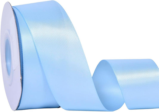 YAMA Light Blue Double Faced Satin Ribbon, 1 1/2 Inch 25 Yards, Great for Crafts Bows Flower Bouquet Wedding Home Decor Gift Wrapping