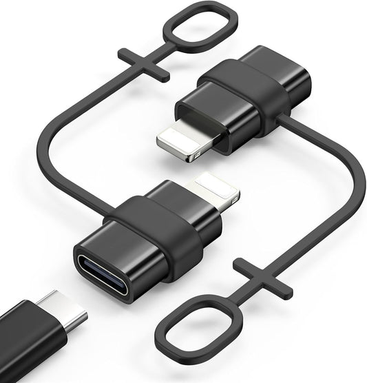 MoKo USB C to Lightning Adapter, Not for Audio/OTG, Lightning Male to USB C Female Adapter for iPhone 14/13/12/11/X Series, iPad/AirPods, Support Charging & Data Sync, with Anti-Lost Loop, Black