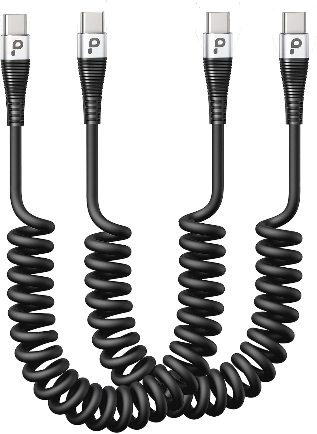 USB C Cable 3A Fast Charging 5FT Coiled USBC to USBC Charger Cable for Car, Short USB Type C Cord for iPhone 17/16/15/Pro/Plus/Pro Max/Samsung Galaxy S23, Compatible All Type C Devices-2Pack