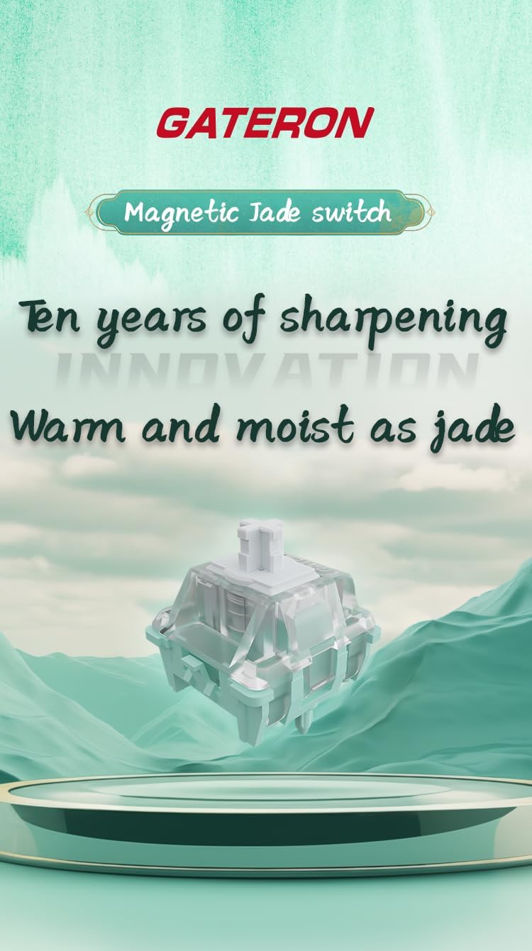 GATERON Magnetic Jade Keyboard Switches, Linear Factory Pre-lubed Freely Setting Pre-Travel Key Switches for Mechanical Keyboard(70PCS)