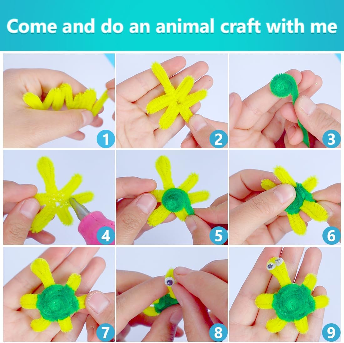 Iooleem 500pcs Yellow Pipe Cleaners, Chenille Stems, Pipe Cleaners for Crafts, Pipe Cleaner Crafts, Art and Craft Supplies.