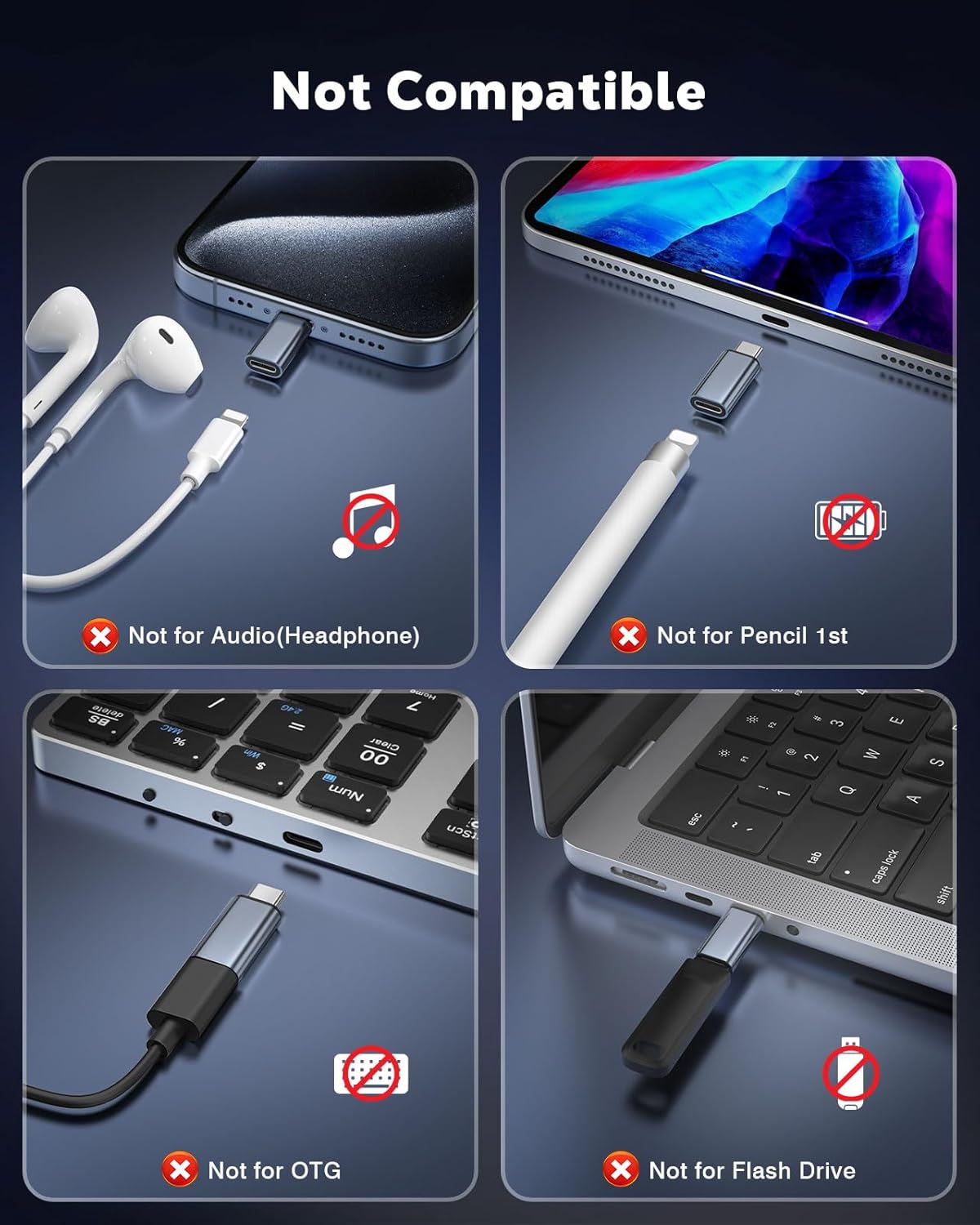 MoKo Lightning Female to USB C Male Adapter 2Pack, USB-C Lightning Adapter for iPhone Air 17 16 15 Pro Max Plus, iPad Pro/Air, Galaxy, iPhone to USB C Adapter for Data Sync, NOT for Audio/OTG, Gray