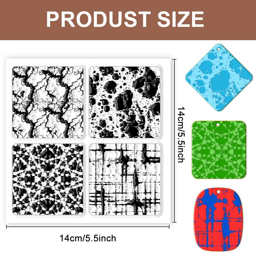 CHGCRAFT Marble Silicone Clay Texture Mat - Square Silicone Texture Stamps for DIY Clay Jewelry & Decorative Card Making