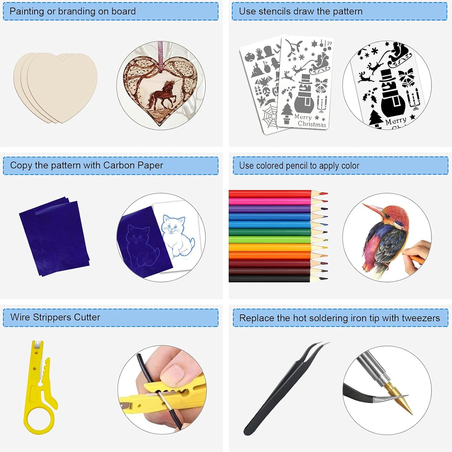 116pcs Wood Burning Kit, Professional Wood Burning Tool with Soldering, DIY Creative Tools Adjustable Temperature 220~480℃ Wood Burner Soldering Pen for Embossing/Carving/Soldering & Pyrography