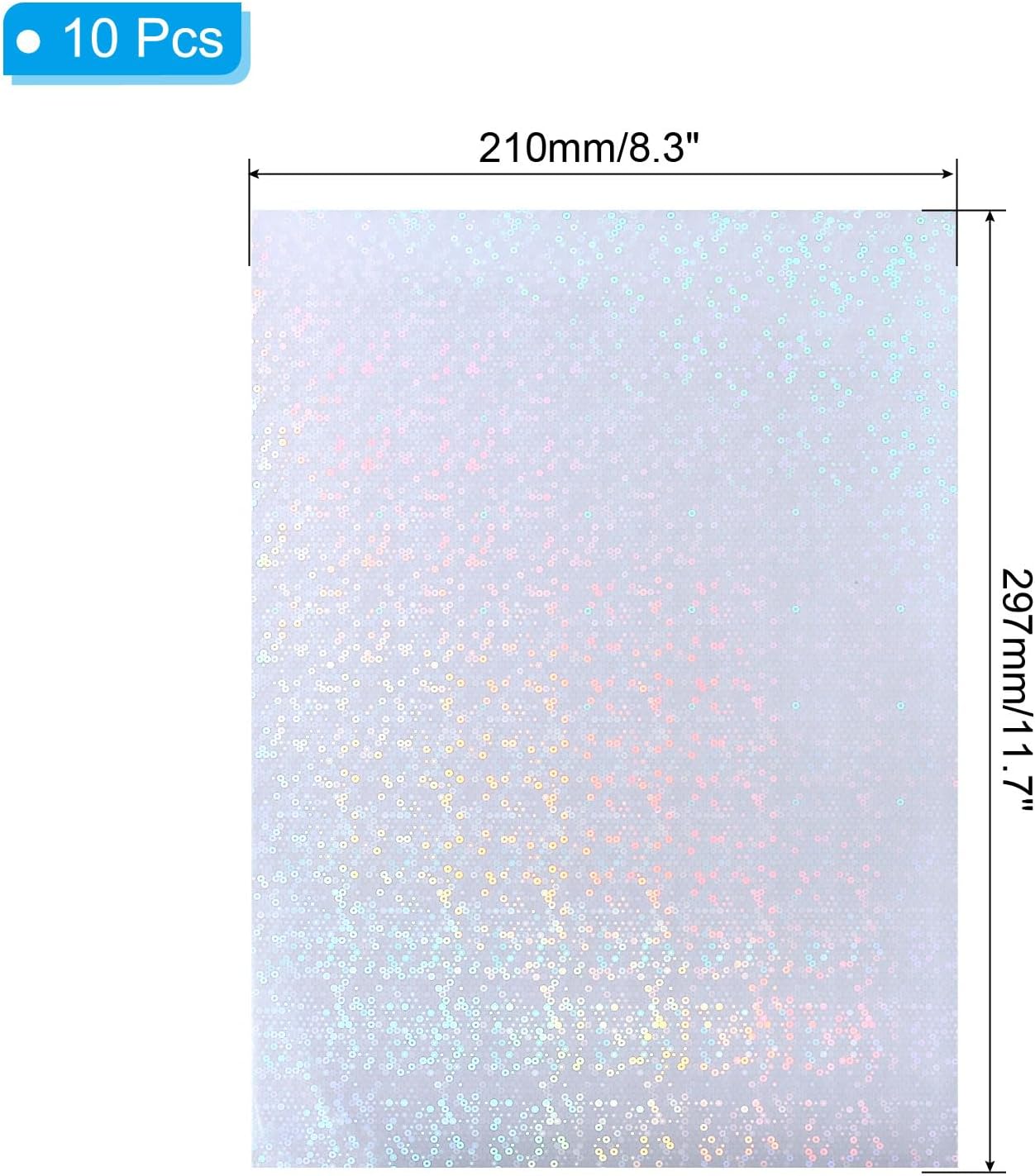 PATIKIL 11.7x8.3" Holographic Sticker Paper, 10Sheets A4 Polypropylene Self-adhesive Transparent Waterproof Laminate Overlay Film for Photo Cards Scrapbook Decorations, Circle