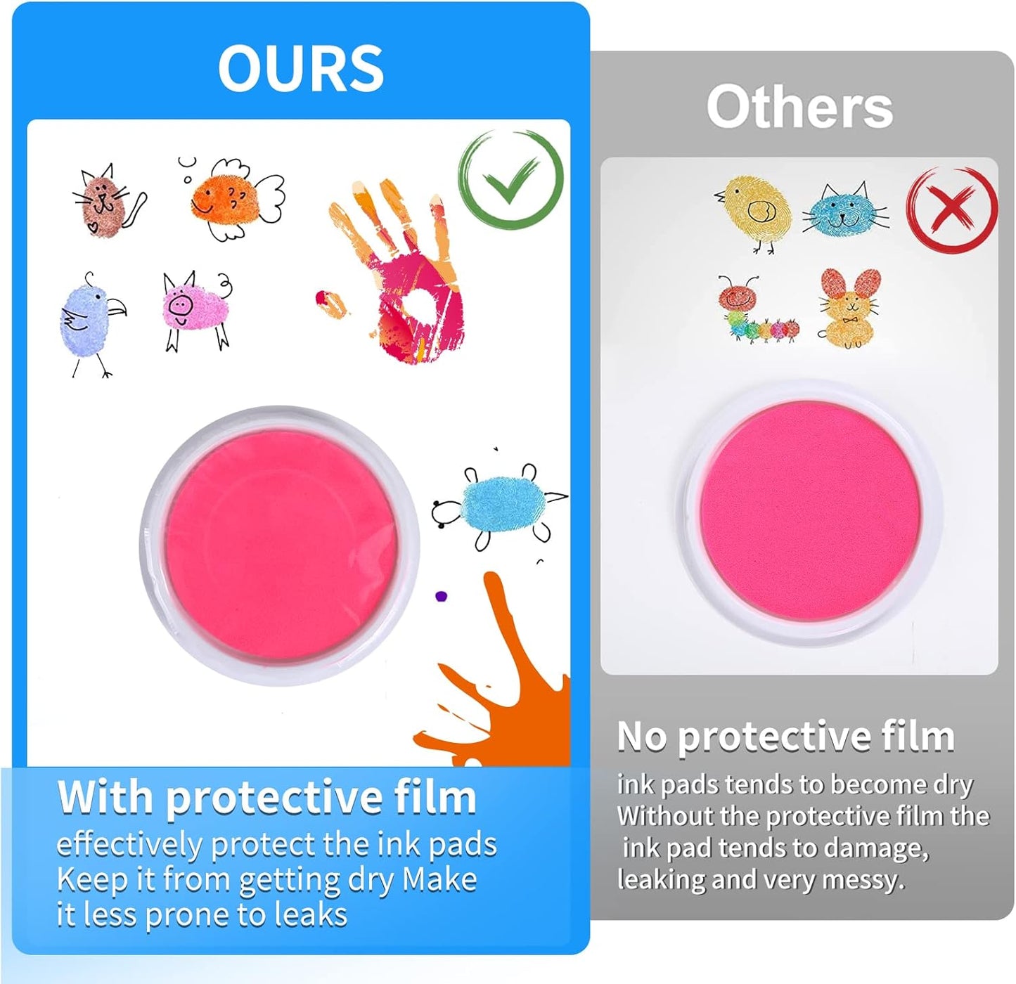 MoloTAR 8 Colors Rainbow Washable Large Ink Pads for Rubber Stamps Kids (Pack of 8)