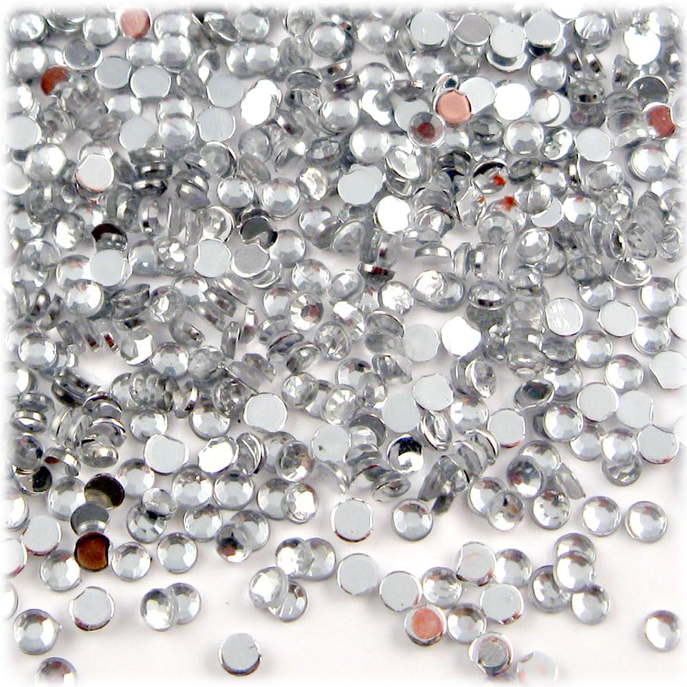 The Crafts Outlet 1,440pc Flatback Acrylic Rhinestones Round 3mm (10ss) Charcoal Gray