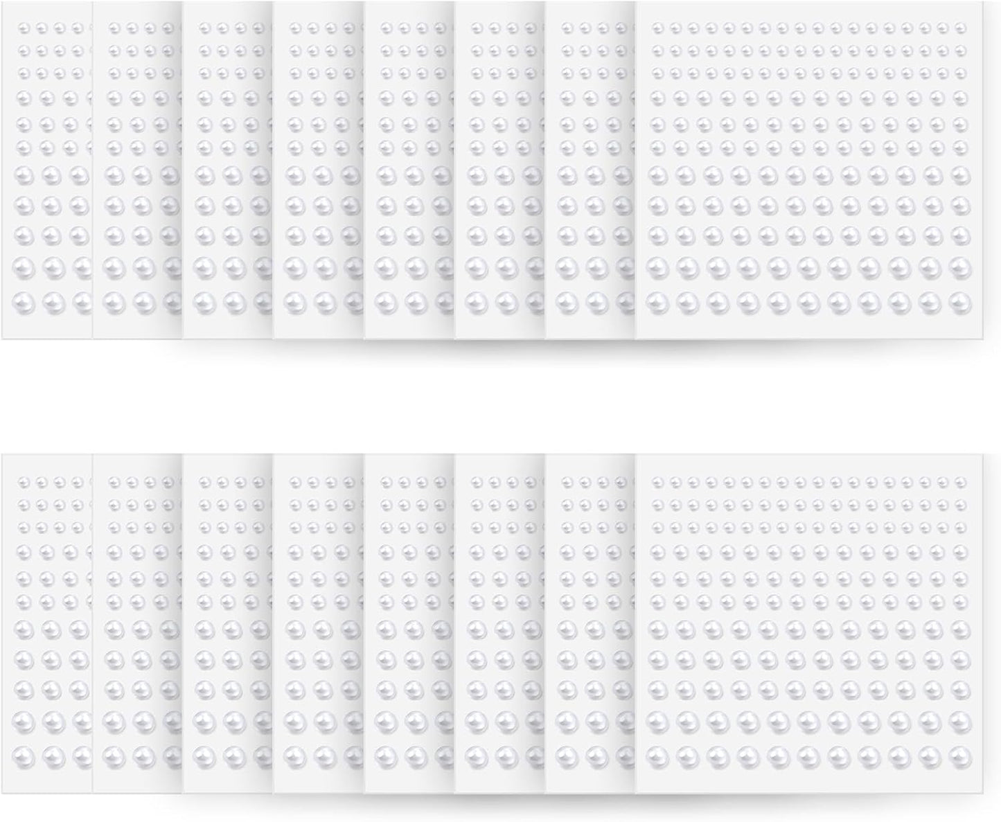 Pearl Stickers Self Adhesive Hair Pearls Gem White Jewel Sticker for Making Hair Decor Face,Body, Nail, Phone Art Craft Scrapbooking Embellishments Assorted Size 3mm/4mm/5mm/6mm (2640)