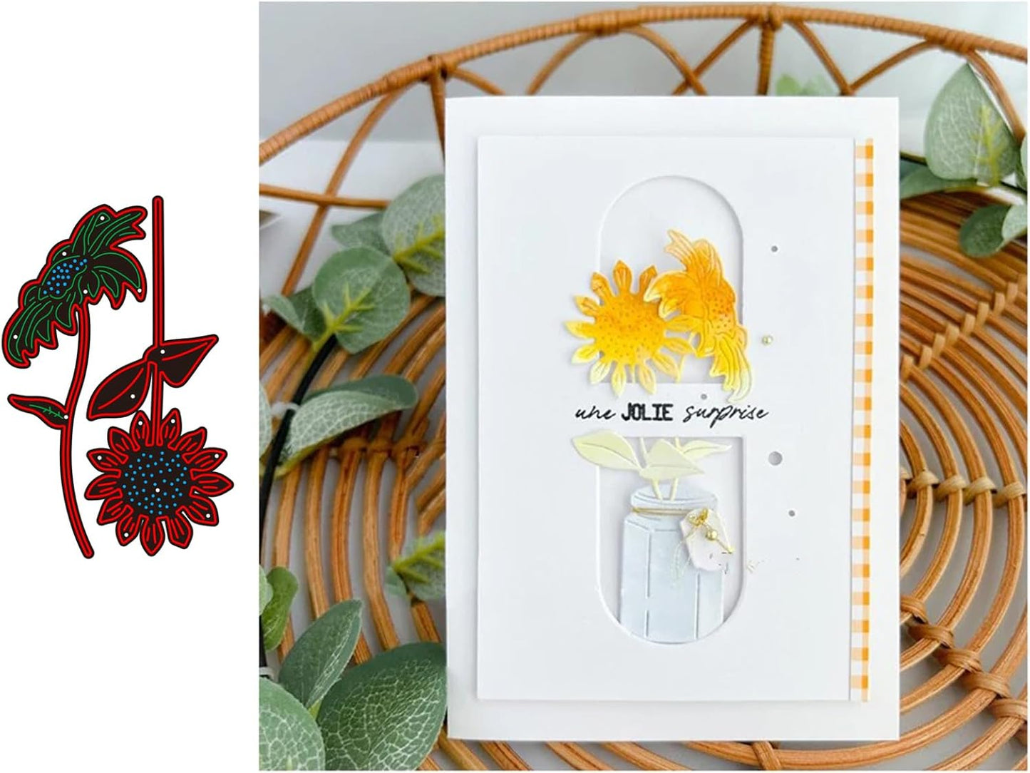 Lapoo Metal Cutting Die for Scrapbooking, 3D Backgrounds Frame New Cutting Dies DIY Album Card Making Decor Paper Craft Metal Die Cuts Party Wedding Decorations (Sunflower 3.9 x 2.2 in)