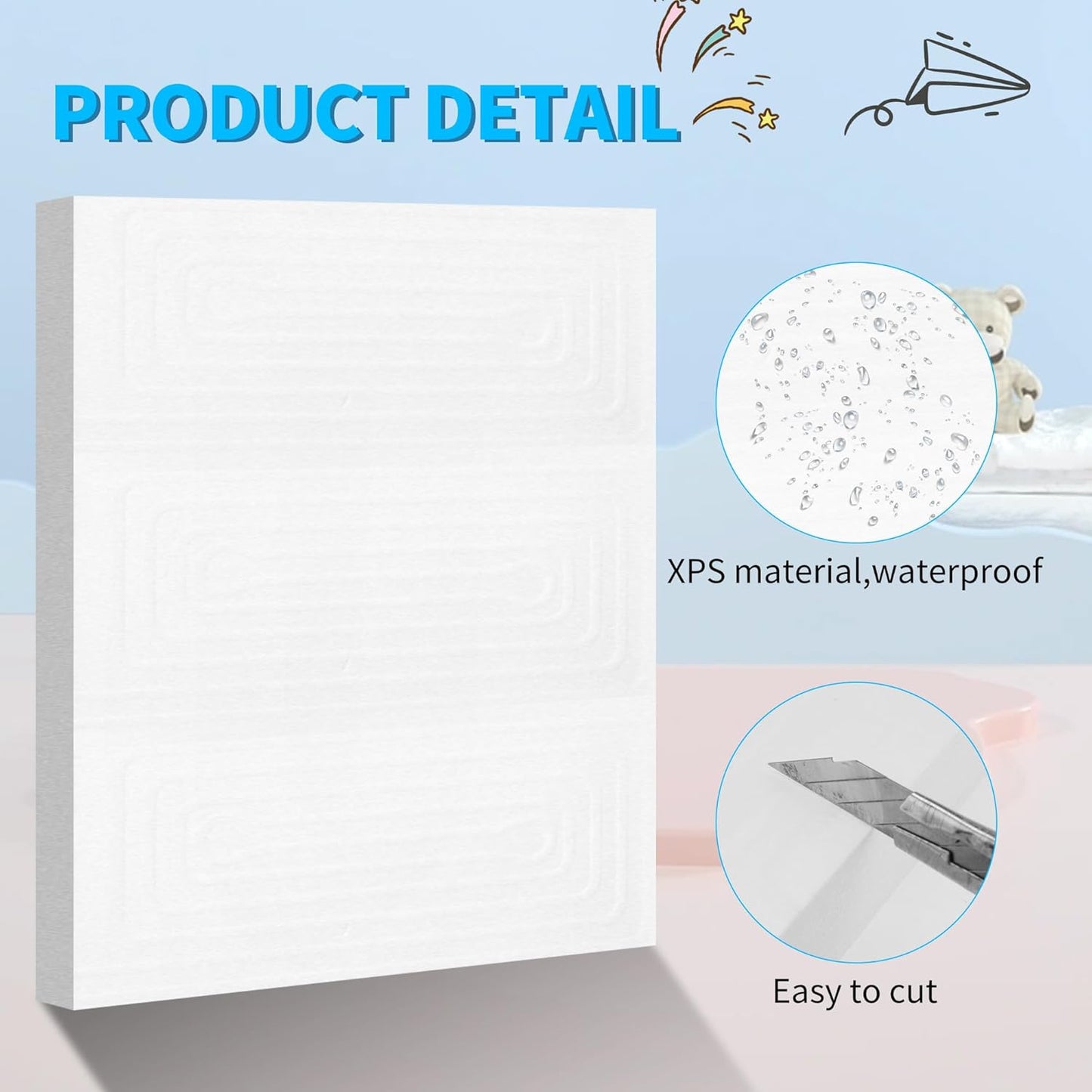 LuckyFoam White 4 Pack 15x12x1 inch Foam Sheets 1 Inch Thick Polystyrene Rectangles XPS Foam Board Craft for Insulating DIY Modeling Art Supplies