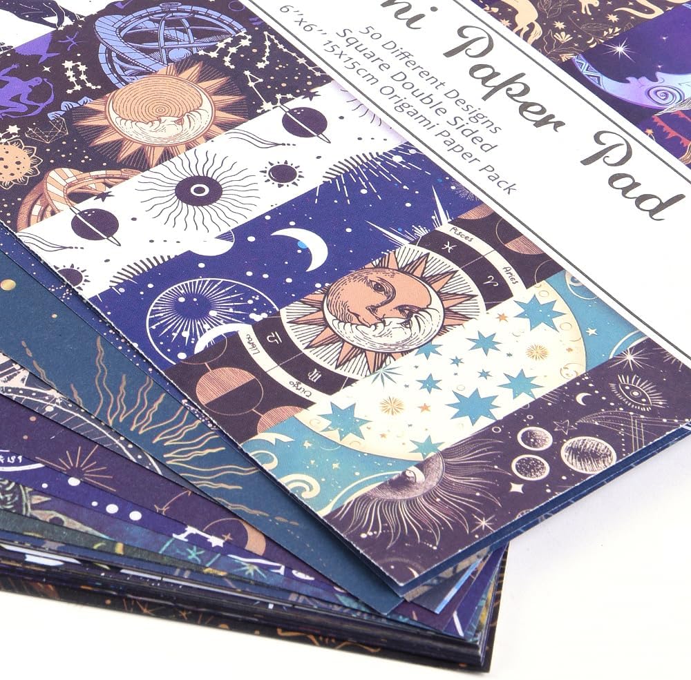 Origami Paper Kit 100 Sheets 70GSM 6 Inch Square Double Sided Color 100 Vivid Solid Colors for Hand Crafts Origami Paper Arts Creativity. Galactic System