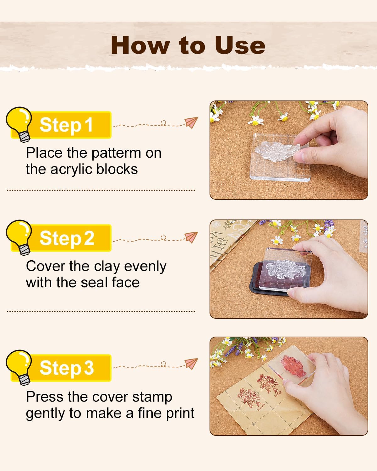 UCEC 7 Pieces Acrylic Stamp Block Clear Stamping Tools Set with Grid Lines Stamps for Crafting, Scrapbooking & Stamping Supplies Card Making, Assorted Sizes