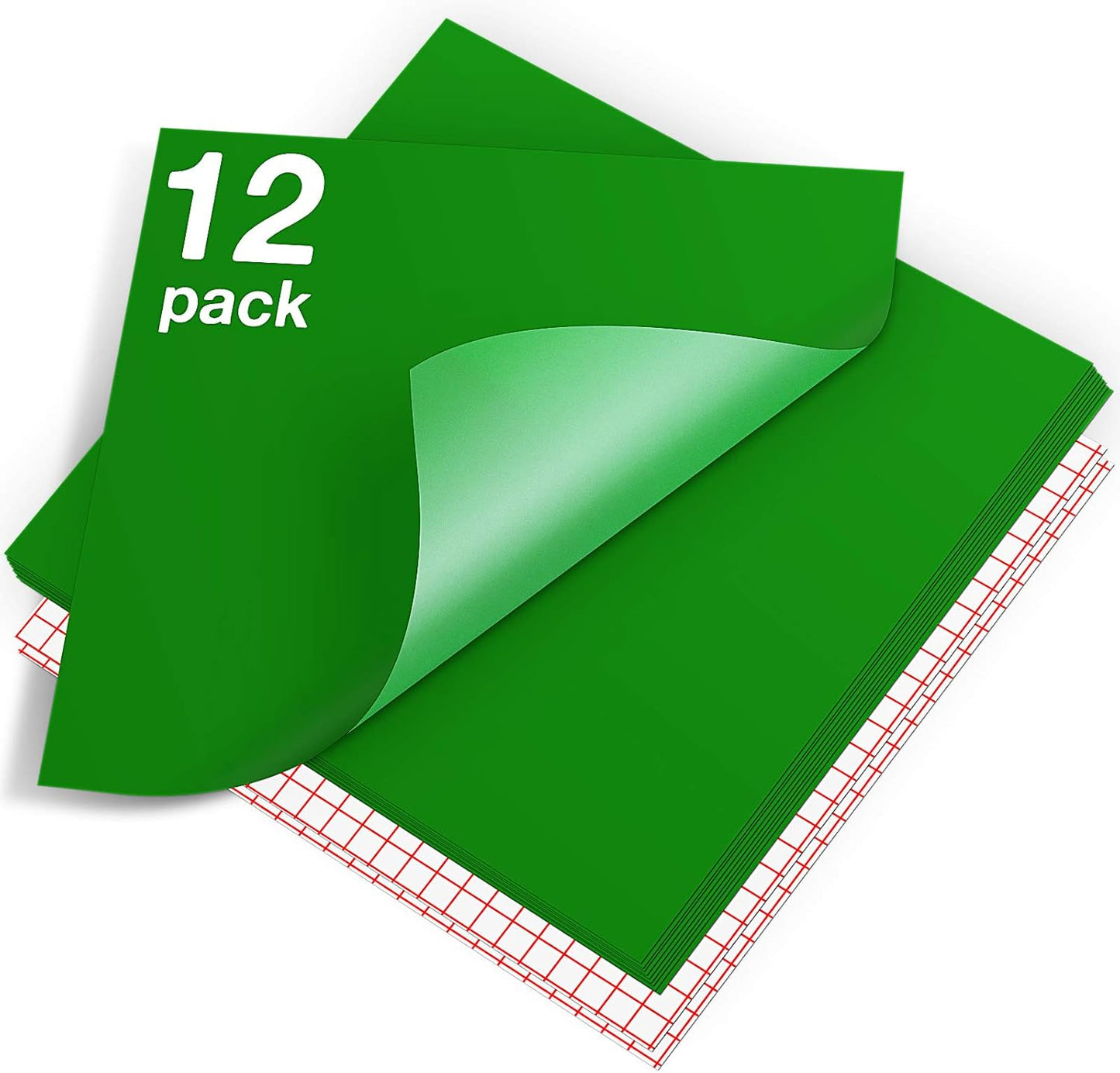 HTVRONT Green Permanent Vinyl - 12 Pack Vinyl for Cutting Machine - 10 Sheets 12" x 12"& 2 Transfer Tape Sheets for Party Decoration, Sticker, Craft Cutter, Car Decal (Glossy)