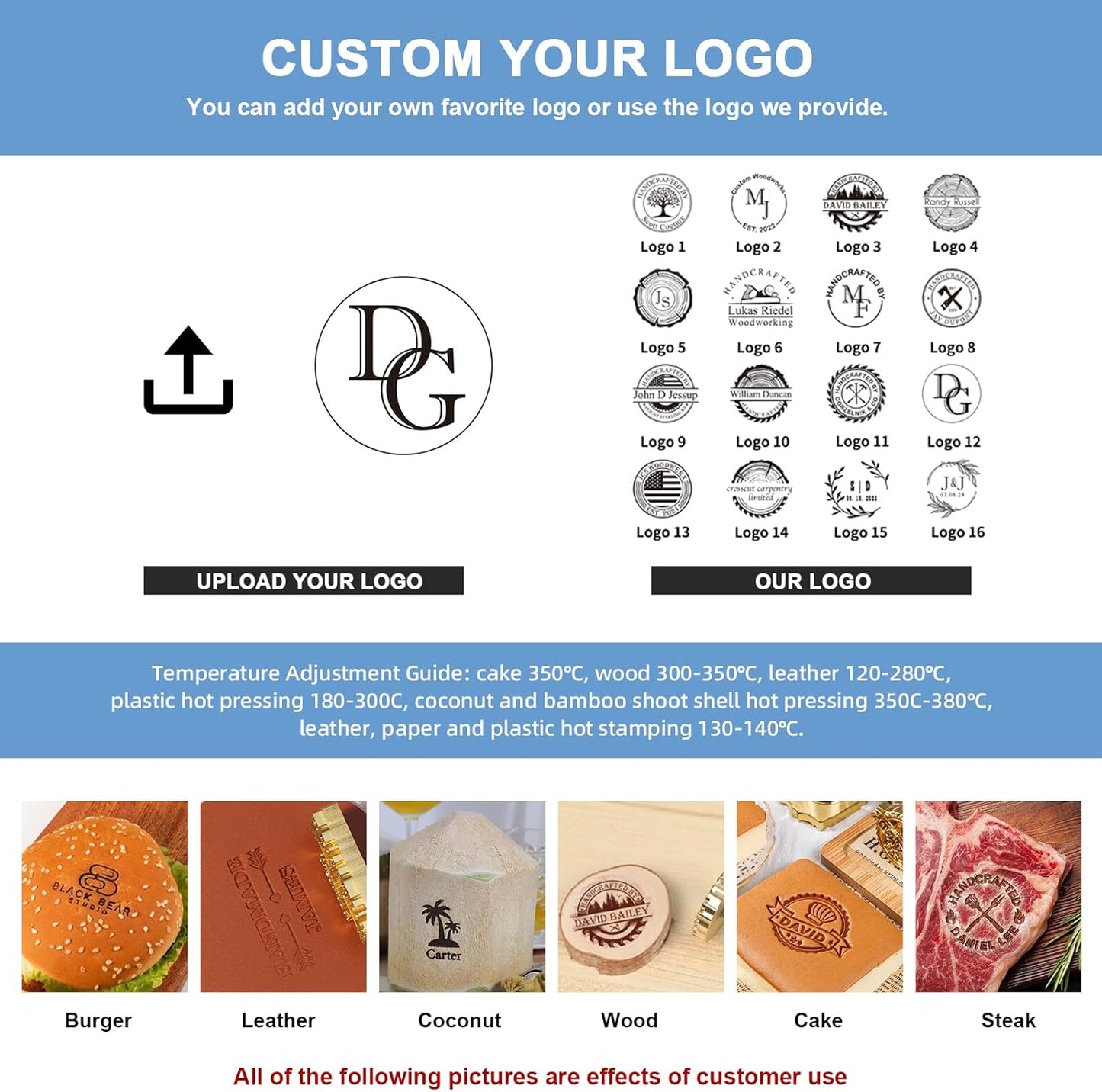 Custom Electric Branding Iron for Wood, Adjustable Temperature Wood Branding irons Personalized Wood Burning Letter Stamp for Leather Woodworking Tool, Handcraft & Wedding Gifts(1Inch)