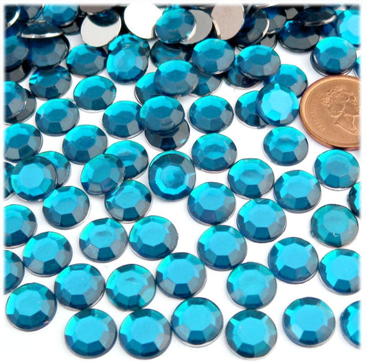 The Crafts Outlet 144pc Rhinestones Round 10mm - Flatback Aqua Blue AQA