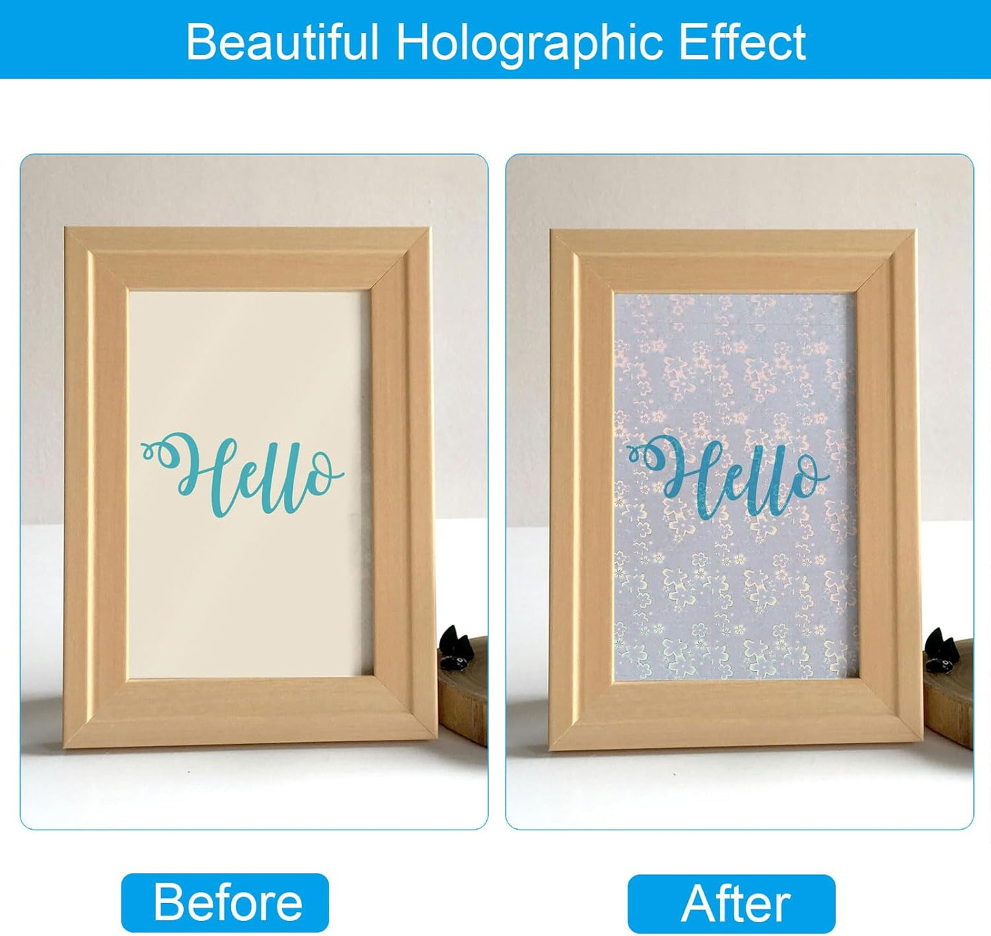 PATIKIL 11.7x8.3" Holographic Sticker Paper, 10Sheets A4 Polypropylene Self-adhesive Transparent Waterproof Laminate Overlay Film for Photo Cards Scrapbook Decorations, Flower